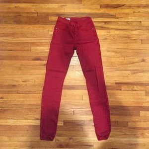 Red straight leg jeans gap
